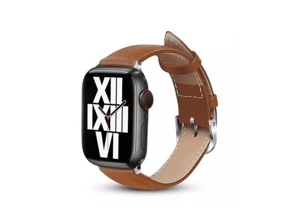 Crong Noble Band - Apple Watch ekte skinnrem 42/44/45/49 mm (Mokka)