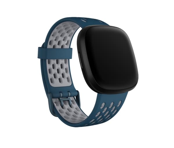 Fitbit Sport Band - Klokkestropp for smart armbåndsur - Stor størrelse - safir, tåkegrå - for Fitbit Sense, Versa 3