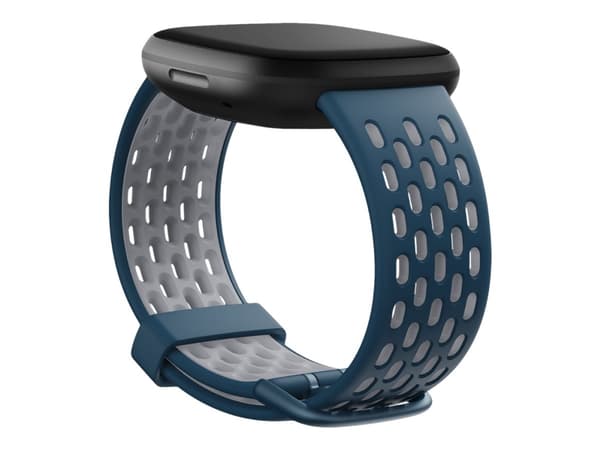 Fitbit Sport Band - KlocKräm för smart klocka - Stor storlek - safir, grå dimma - för Fitbit Sense, Versa 3