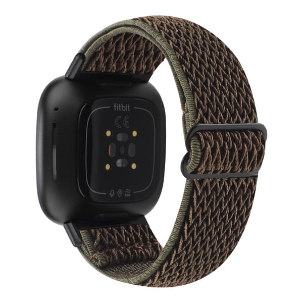 Vävd Nylonarmband Fitbit Versa 3/Sense Mörkgrön/brun