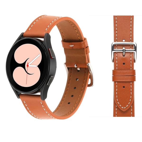 Klassiskt Läderarmband Samsung Galaxy Watch 5 40/44/Pro 45 mm Cognac
