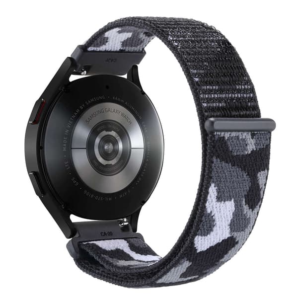 Nylonarmband Samsung Galaxy Watch 5 40/44/Pro 45mm Kamouflage Svart