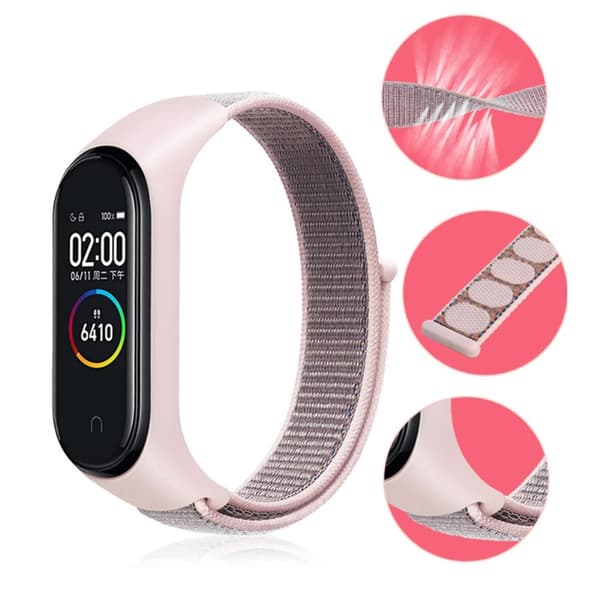 Nylonarmband Xiaomi Mi Band 5/6/7 Rosa