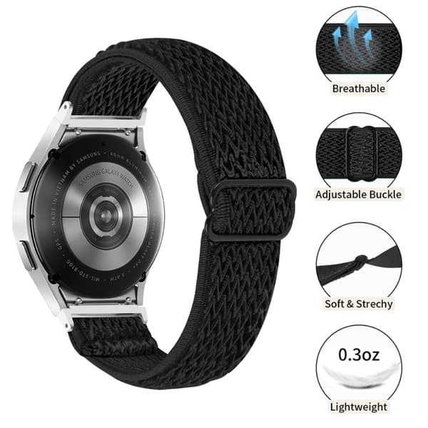 Vävd Nylonarmband Samsung Galaxy Watch 5 40/44/Pro 45mm Svart