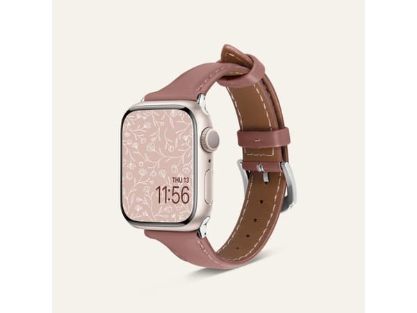 Spigen AMP05443, Yhtye, Älykello, Ruusu, Apple, Watch series 8/7/6/SE/SE2, Aito nahka