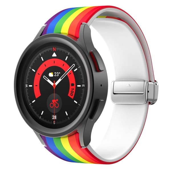 Samsung Galaxy Watch5+4 40 44mm Watch5 Pro 45mm Silikonstropp Regnbue