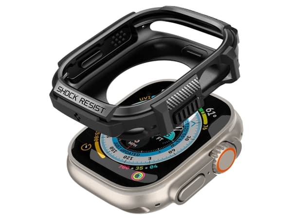 Spigen Rugged Armor, Ask, Smartwatch, Svart, Apple, Apple Watch Ultra, Reptålig, Stöttålig