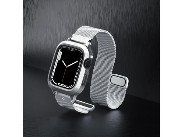 Spigen Metal Fit Pro, Spenne, Smartklokke, Sølv, Apple, Apple Watch Series 8 / 7 (45mm), Aluminium, Metall, Termoplastisk polyuretan (TPU)