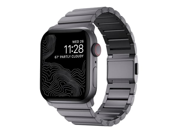 Nomad - Band för smart klocka - aluminium - 130 - 225 mm - rymdgrå - för Apple Watch Hermès Series 9, Series 10, Series 8, Series 9, Ultra, Ultra 2