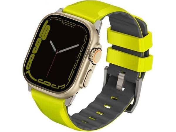 Uniq Strap Linus Kotelo Apple Watch 1/2/3/4/5/6/7/8/9/SE/SE2/Ultra 42/44/45/49 mm Airosoft Silikoni Lime/Lime Green Case