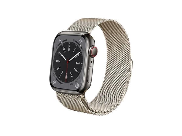 Crong Milano Steel - Ruostumattomasta teräksestä valmistettu hihna Apple Watchille 38/40/41 mm (samppanjaa)