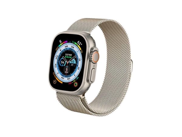Crong Milano Steel - Ruostumattomasta teräksestä valmistettu hihna Apple Watchille 38/40/41 mm (samppanjaa)