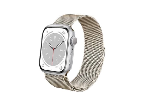 Crong Milano Steel - Ruostumattomasta teräksestä valmistettu hihna Apple Watchille 38/40/41 mm (samppanjaa)