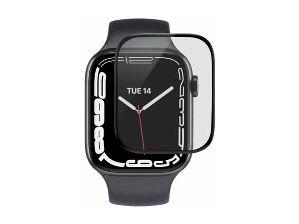 eSTUFF Titan Shield - Skjermbeskyttelse for smart armbåndsur - flexible, hybrid - glass - rammefarge svart - for Apple Watch (40 mm)