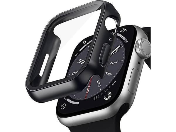 Crong CRG-44HS-BLK, Etui, Smartklokke, Sort, Apple, Apple Watch Series 4/5/6/SE 44mm, Polykarbonat (PC), Herdet glass