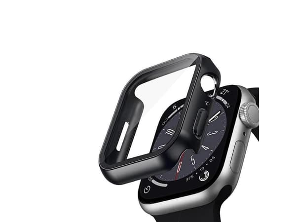 Crong CRG-44HS-BLK, Etui, Smartklokke, Sort, Apple, Apple Watch Series 4/5/6/SE 44mm, Polykarbonat (PC), Herdet glass