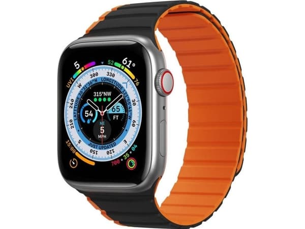 Magnetiskt Apple Watch SE, 9, 8, 7, 6, 5, 4, 3, 2, 1 (41, 40, 38 mm) Dux Ducis-armband (LD-version) - svart och orange