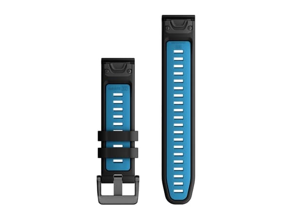 Garmin QuickFit 22 silikon håndleddsstropp (svart / himmelblå / svart spenne)