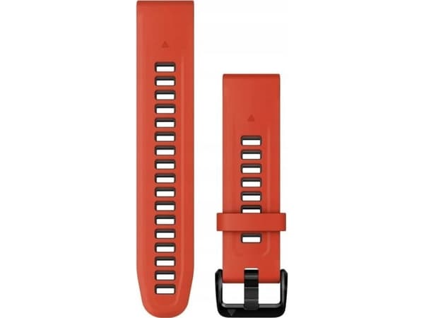 Garmin QuickFit 20 handledsrem i silikon (eldröd/grafit/svart spänne)