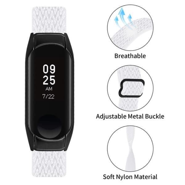 Vävd Nylonarmband Xiaomi Mi Band 3/4 Vit