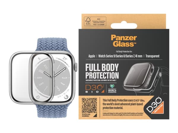 PanzerGlass™ | Helkropp - Skärmskydd för smart klocka - Genomskinlig | Apple Watch 9 (41 mm)