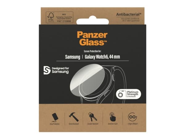 PanzerGlass Samsung Galaxy Watch 6 Classic 47mm, Läpinäkyvä, Samsung, Samsung - Galaxy Watch6 44mm, Karkaistu lasi, Polyeteenitereftalaatti, Naarmuun