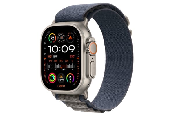 Apple MT5J3ZM/A, Yhtye, Älykello, Sininen, Apple, Watch Ultra, Kierrätetty polyesteri, Elastaani, Titaani