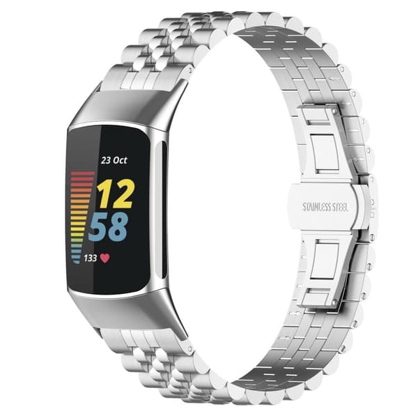 Metallarmband Fitbit Charge 5 i Fjärilsspänne Silver