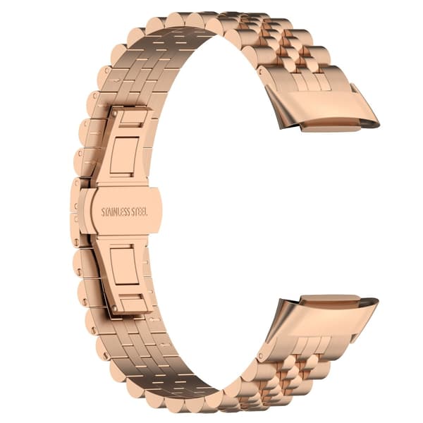 Metallarmband Fitbit Charge 6 i Fjärilsspänne Roséguld