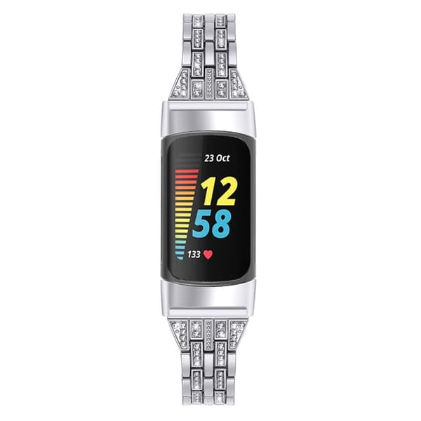 Dual Rhinestone Armband Fitbit Charge 6 Silver