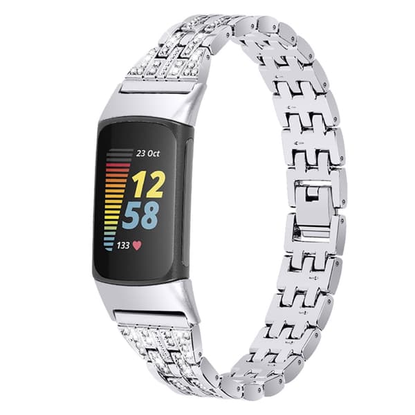 Dual Rhinestone Armband Fitbit Charge 6 Silver