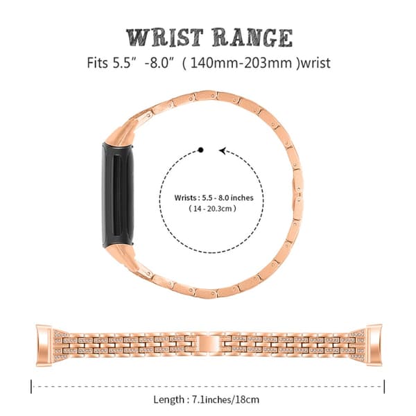 Dual Rhinestone Armband Fitbit Charge 5 Roséguld