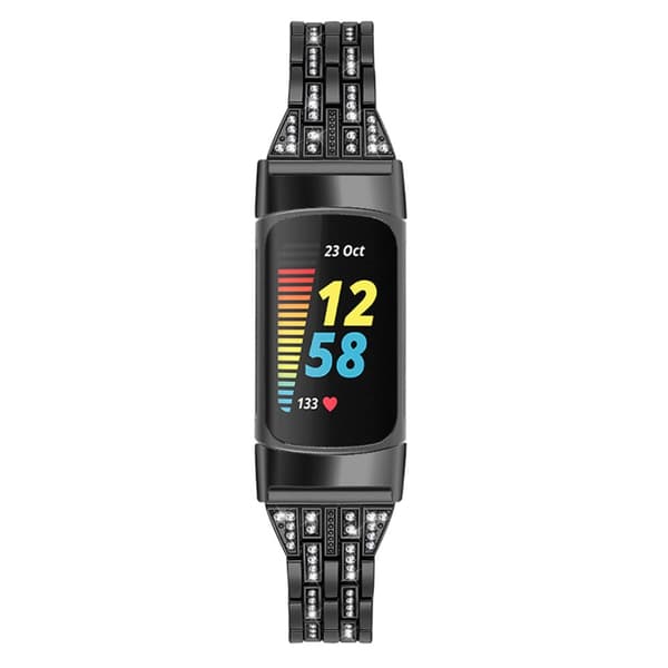 Dual Rhinestone Armband Fitbit Charge 6 Svart