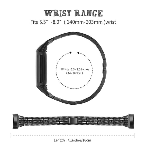Dual Rhinestone Armband Fitbit Charge 6 Svart