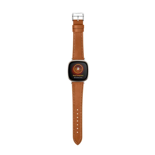 Klassiskt Äkta Läderarmband Fitbit Versa 3/Sense Brun