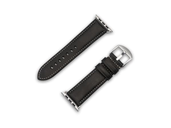 JT BERLIN 10834, Band, Smartwatch, Black, Apple, Watch Serie 1-3 (42mm), Serie 4-8 (44 45mm), 49mm, Genuine leather
