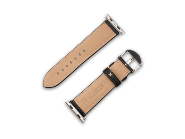 JT BERLIN Apple Watchband Charlie, Rem, Smartwatch, Svart, Apple, Apple Watch Serie 1-3 (42mm) & Serie 4-8 (44 45mm), sowie 49mm für die Apple Watch