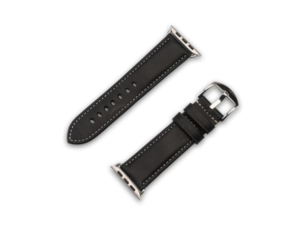 JT BERLIN Apple Watchband Charlie, Rem, Smartwatch, Svart, Apple, Apple Watch Serie 1-3 (42mm) & Serie 4-8 (44 45mm), sowie 49mm für die Apple Watch