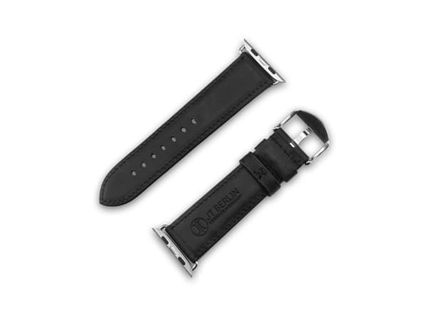 JT BERLIN 10842, Band, Smartwatch, Svart, Apple, Watch Serie 1-3 (42mm), Serie 4-8 (44 45mm), 49mm, Watch Ultra, Äkta läder