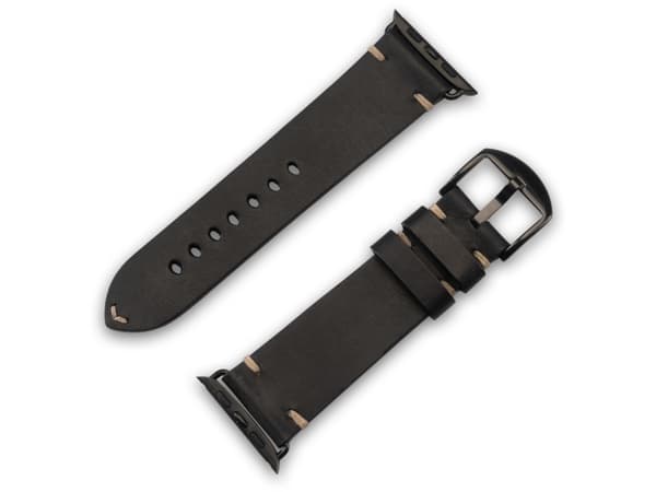 JT BERLIN 10830, Band, Smartwatch, Svart, Apple, Watch Series 1-3 (42mm) & Series 4-6 (44mm), Series 8 (45mm), 49mm, Apple Watch Ultra, Äkta läder