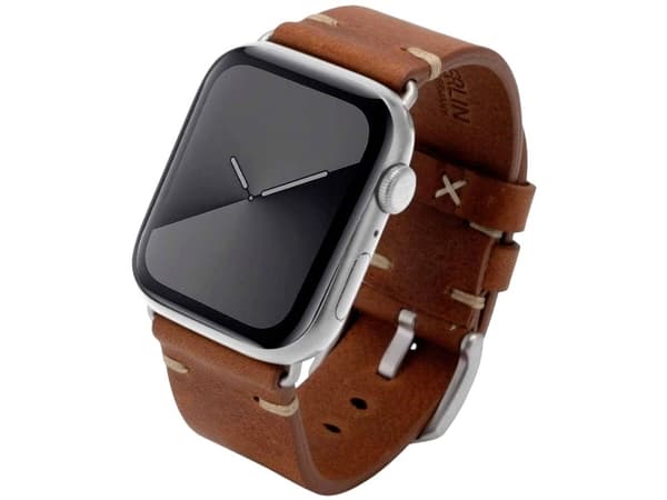 JT BERLIN 10827, Band, Smartwatch, Brun, Silver, Apple, Watch Series 1-3 (42mm) & Series 4-6 (44mm), Series 8 (45mm), 49mm, Apple Watch Ultra, Äkta l