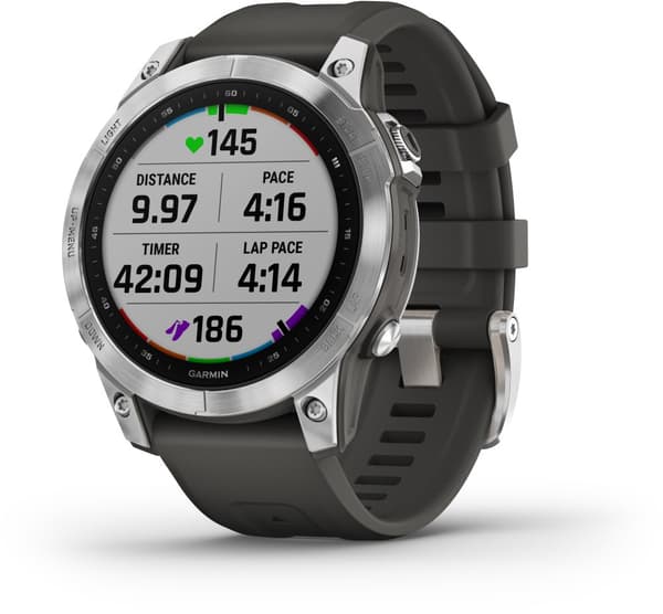 Garmin fenix 7 3.3 cm (1.3") MIP 47 mm Digital 260 x 260 pixels Touchscreen Silver Wi-Fi GPS (satellite)