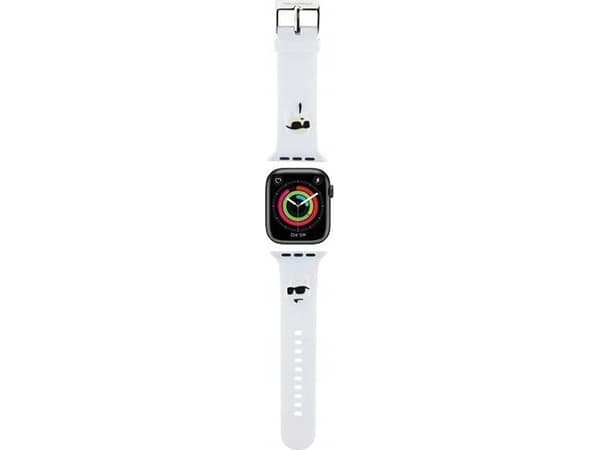 Karl Lagerfeld Armband KLAWMSLKCNH Apple Watch 38/40/41mm vitt/vit armband 3D Gummi Karl&amp;Choupette Heads
