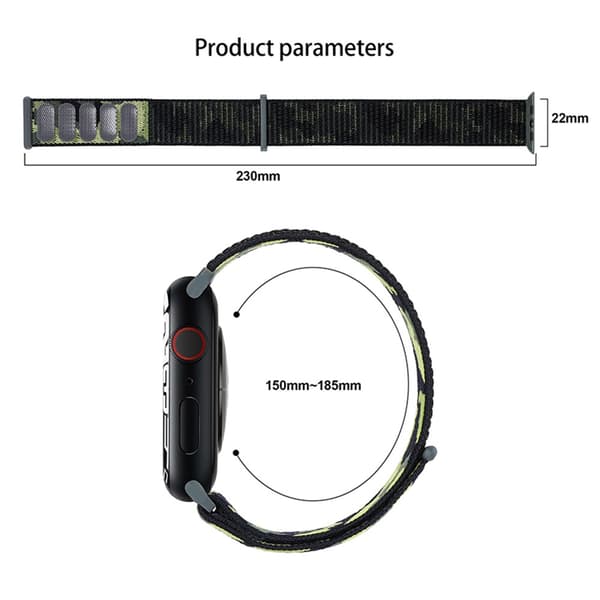 Nylonarmband Apple Watch 45mm Series 9 Kamouflage Grå