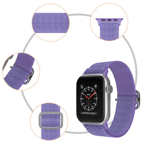 Elastiskt Nylonarmband Apple Watch 42/44/45/49 mm Glitter Lila