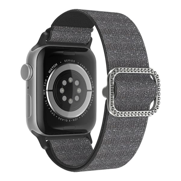 Elastiskt Nylonarmband Apple Watch 45mm Series 9 Glitter Svart
