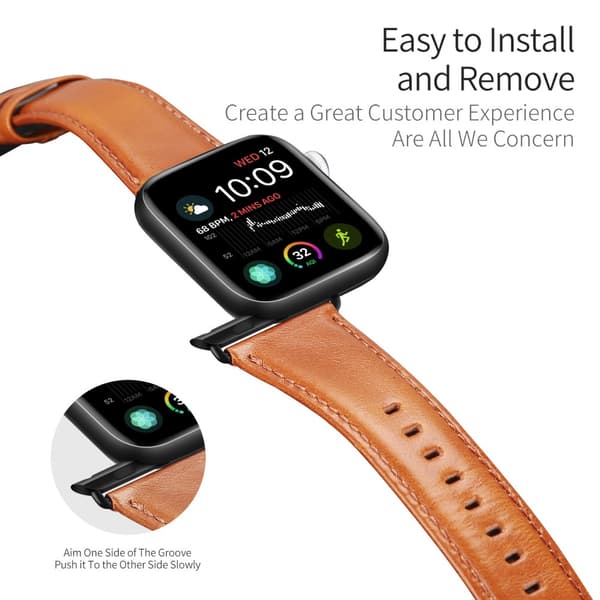 Dux Ducis Läderarmband Apple Watch 42/44/45/49 mm Cognac