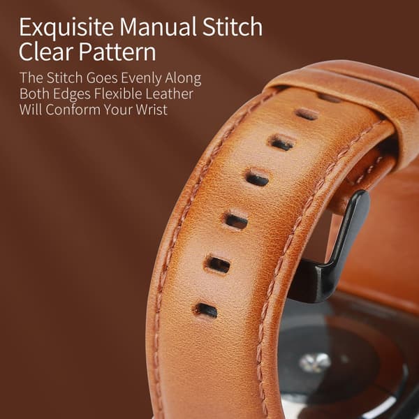 Dux Ducis Läderarmband Apple Watch 42/44/45/49 mm Cognac