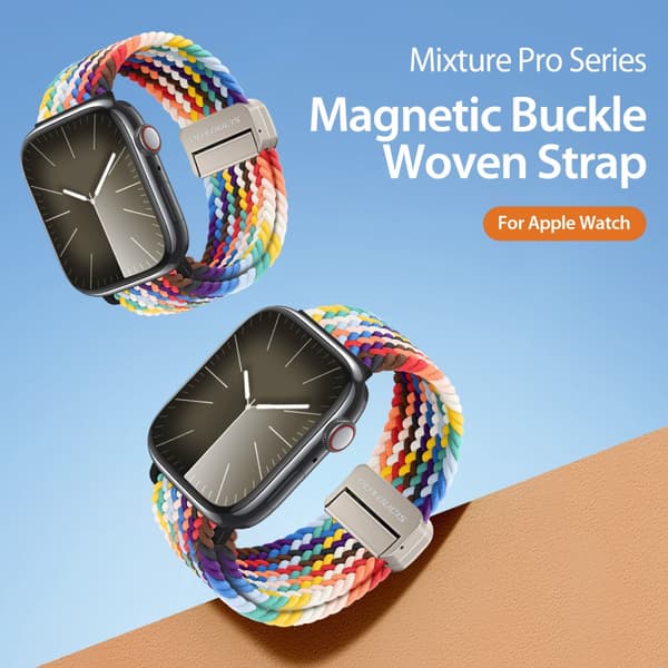 Dux Ducis Elastic Nylon Woven Strap Apple Watch 41mm Series 9 Rainbow