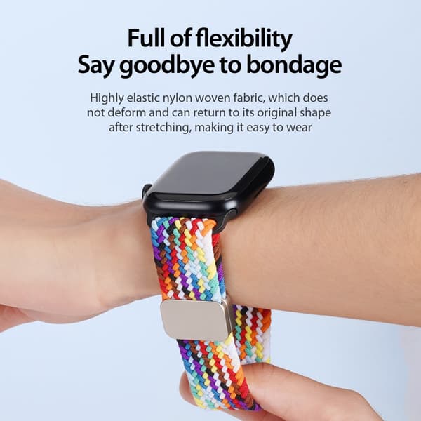 Dux Ducis Elastic Nylon Woven Strap Apple Watch 41mm Series 9 Rainbow